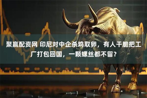 聚赢配资网 印尼对中企杀鸡取卵，有人干脆把工厂打包回国，一颗螺丝都不留？
